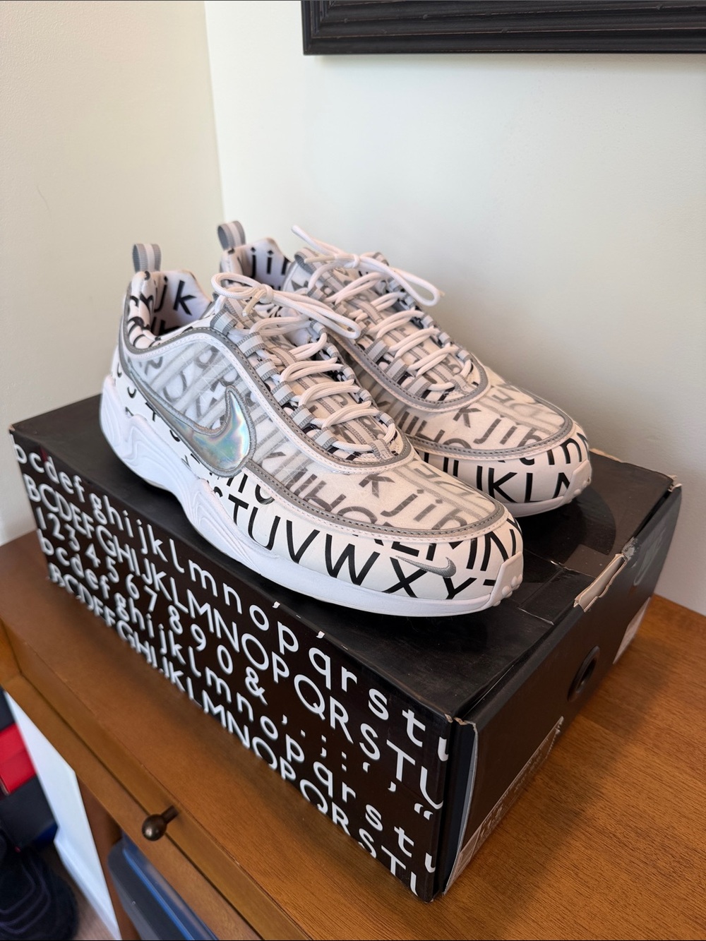 Nike Air Zoom Spiridon GPX and Black Sneakers with Iridescent Swoosh
